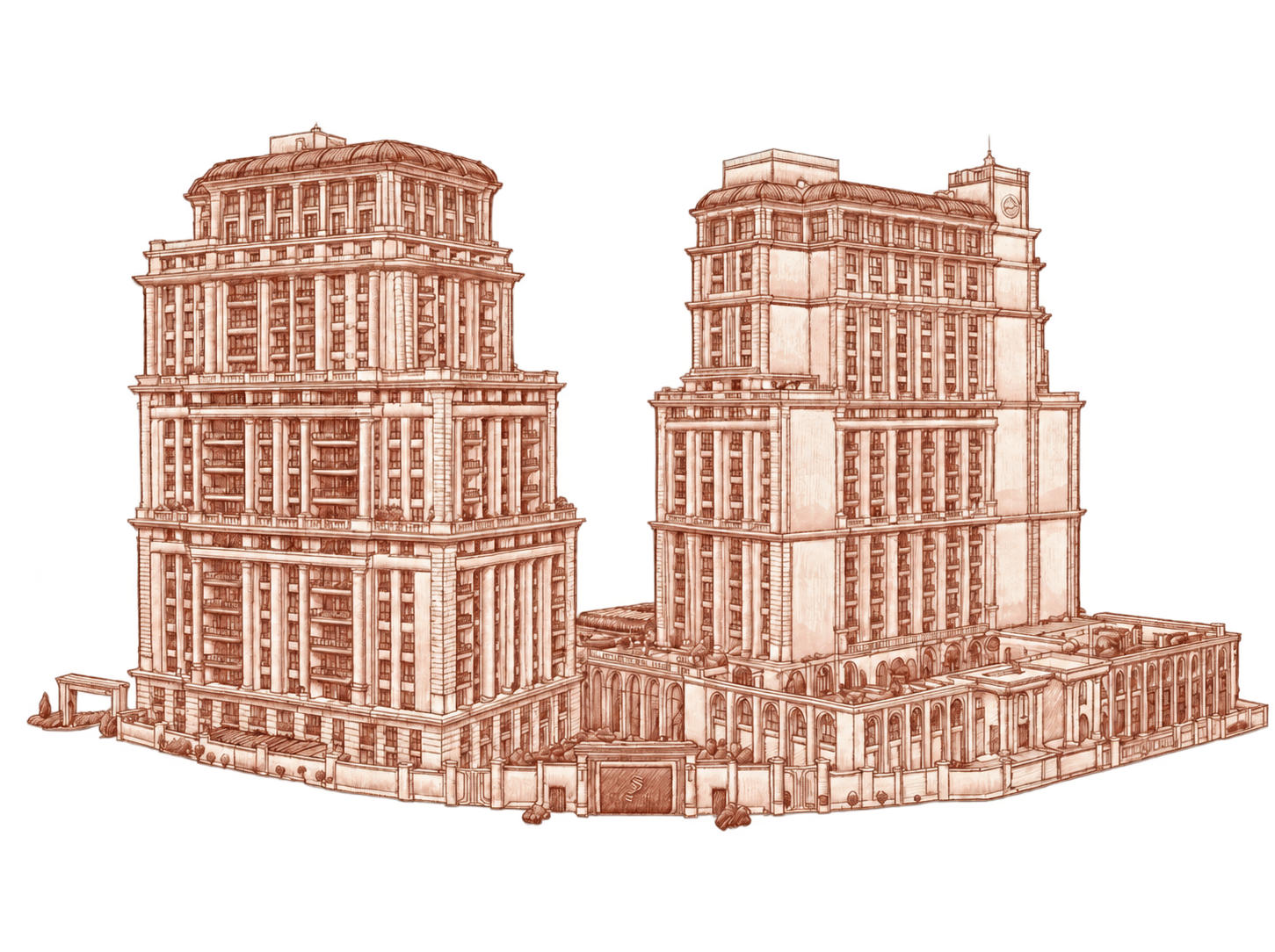 Architectural illustration of The Ritz-Carlton, Amman