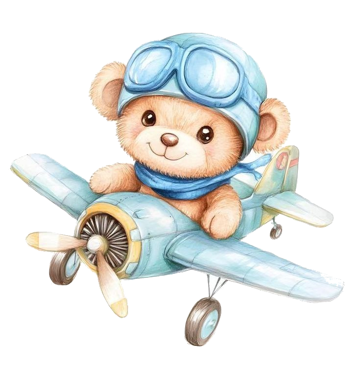 Aviator teddy in a plane